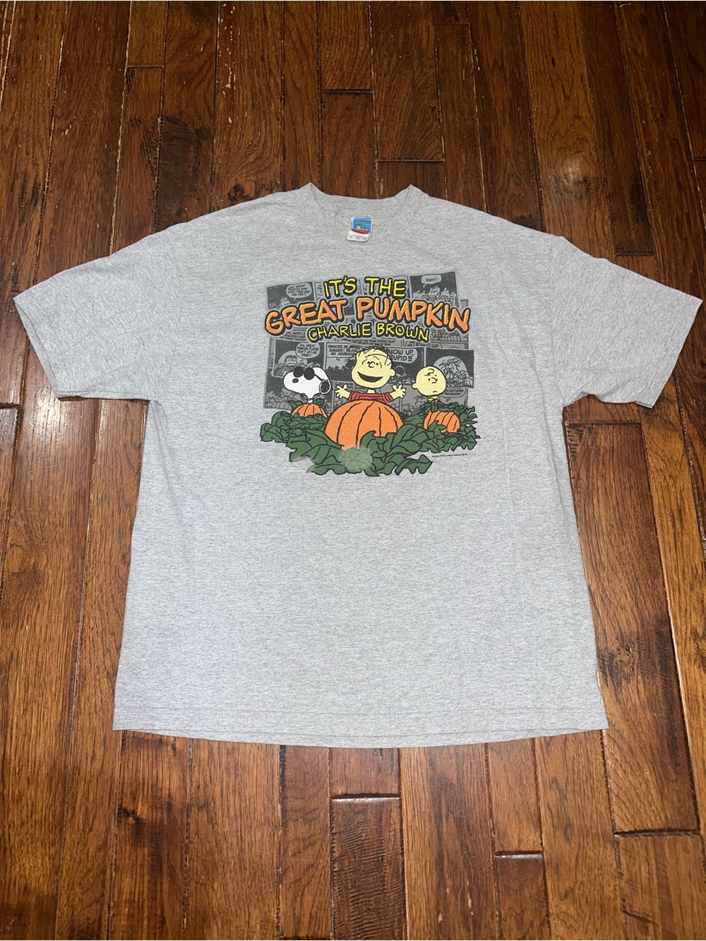 👻 Charlie Brown 'Great Pumpkin' Graphic T-Shirt - Light Gray Unisex XL
